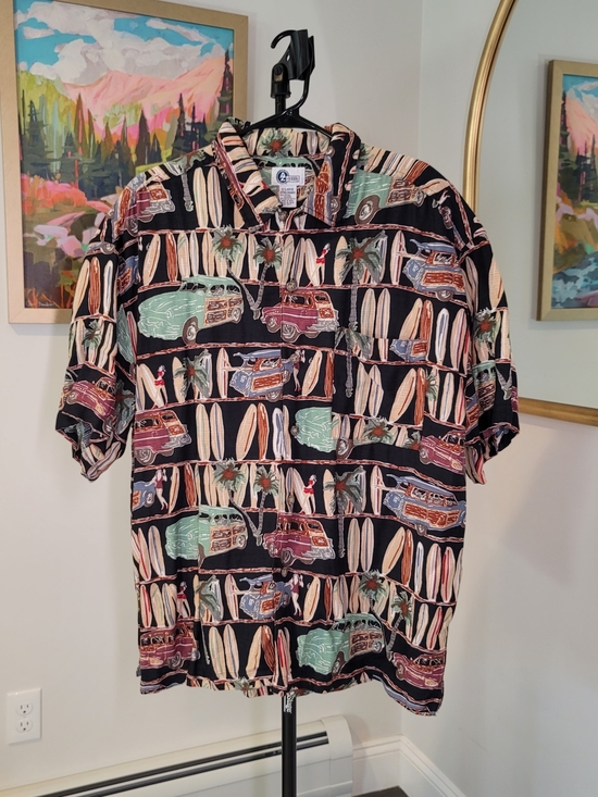 Arizona Jean Company Other - Rayon Blend Surfboard and Woody Wagon Hawaiian Shirt Retro 90s Men's Size XL